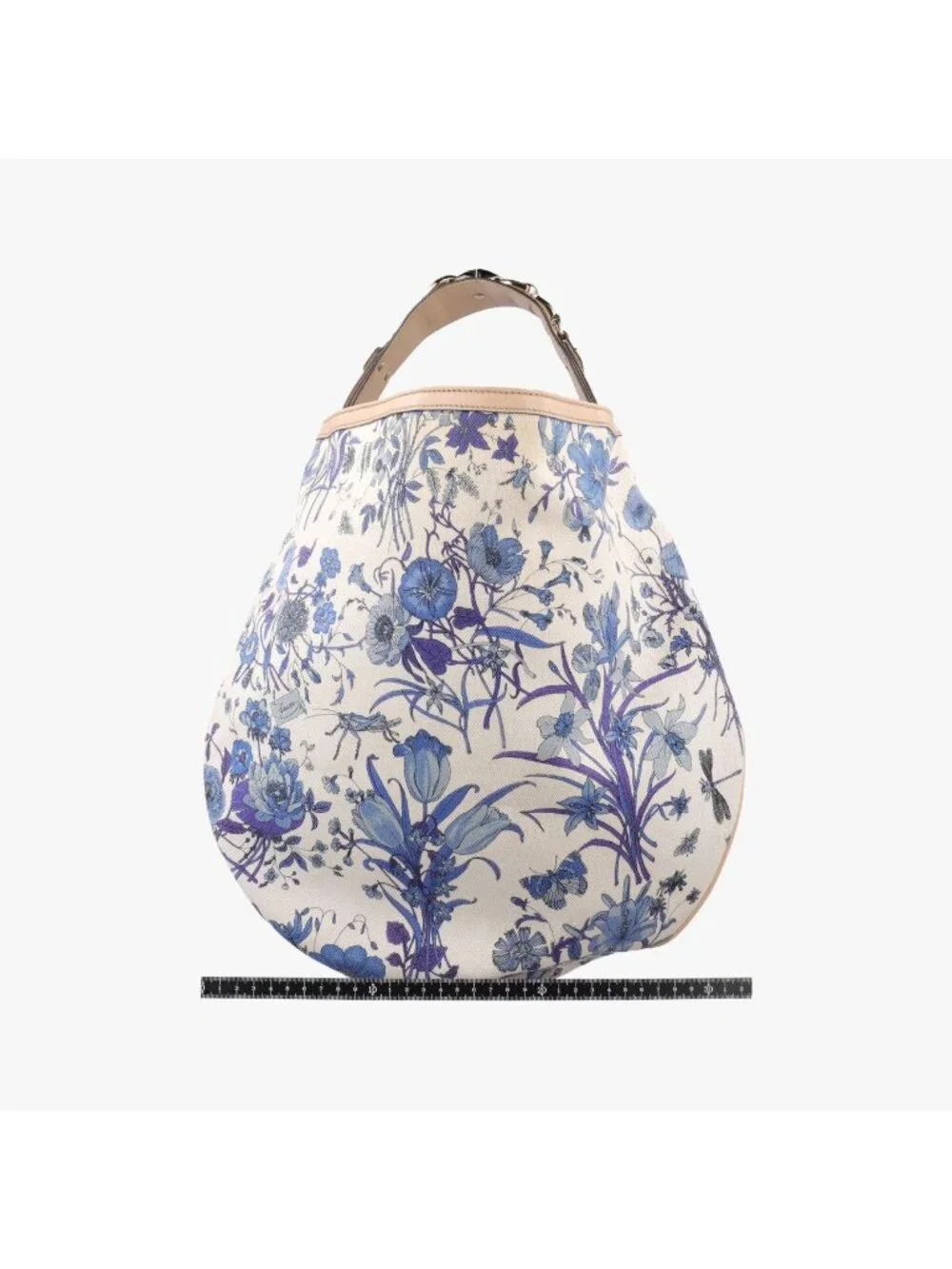 Gucci Flora Wave Hobo Blue White Canvas Leather